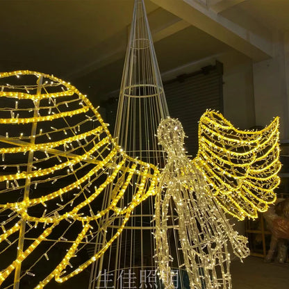 Hot Sale Romantic Christmas New Year Outdoor IP65 Waterproof RGB 3D LED Motif Light Archangel Gabriel Jesus 220V 1-Year Warranty