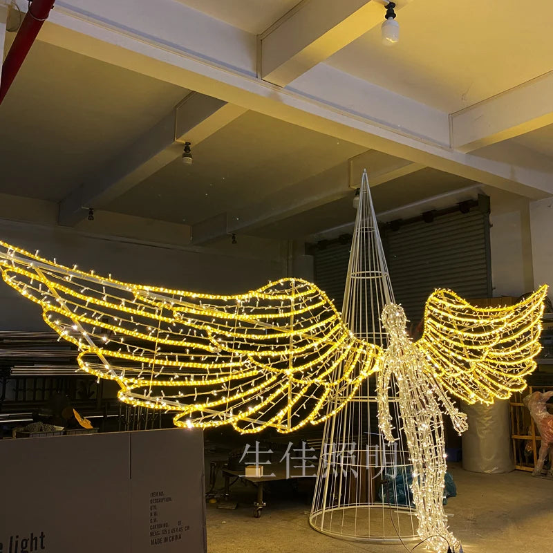 Hot Sale Romantic Christmas New Year Outdoor IP65 Waterproof RGB 3D LED Motif Light Archangel Gabriel Jesus 220V 1-Year Warranty